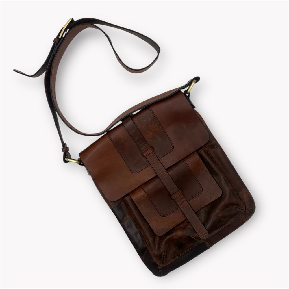 Aspen Made in India Rugged Brown Leather Crossbody Satchel Bag